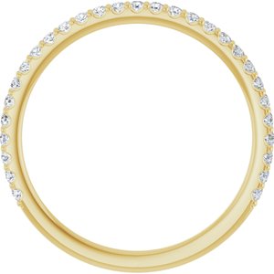 14K Yellow Gold Round 1.3 Mm Polished 1/4 Ctw Lab-Grown Diamond Anniversary Band Size 7