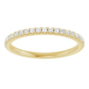 14K Yellow Gold Round 1.3 Mm Polished 1/4 Ctw Lab-Grown Diamond Anniversary Band Size 7
