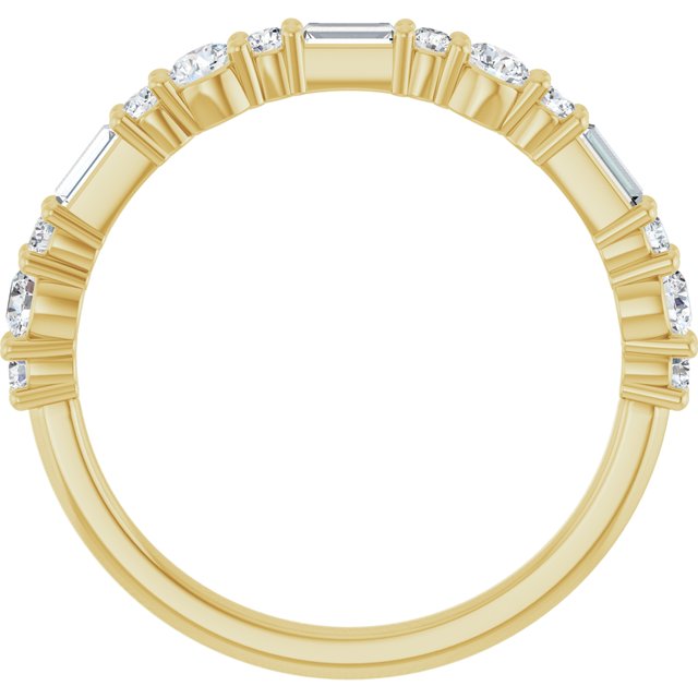 14K Yellow Gold Round 2.5 Mm Polished 3/8 Ctw Natural Diamond Anniversary Band, Size 7