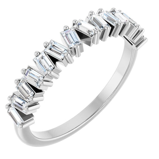 14K White Or Yellow Or Rose Gold Straight Baguette 2.5 X 1.5 Mm Polished 1/2 Ctw Natural Diamond Anniversary Band, Size 7
