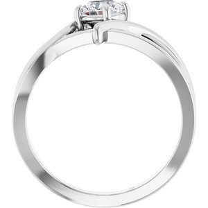 14K White Gold Round 5.2 Mm Polished 1/2 Ct Lab-Grown Diamond Ring Size 7
