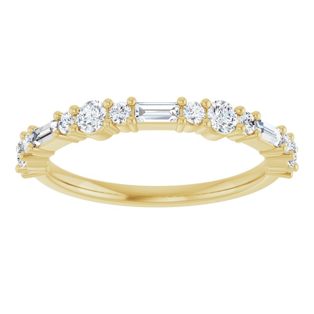 14K Yellow Gold Round 2.5 Mm Polished 3/8 Ctw Natural Diamond Anniversary Band, Size 7