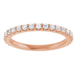 14K Rose Gold Cushion 6 X 6 Mm Si2-Si3, G-H :: 3/8 Ctw Polished 3/8 Ctw Natural Diamond Band Size 7