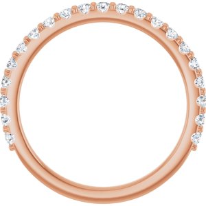 14K Rose Gold Cushion 6 X 6 Mm Si2-Si3, G-H :: 3/8 Ctw Polished 3/8 Ctw Natural Diamond Band Size 7