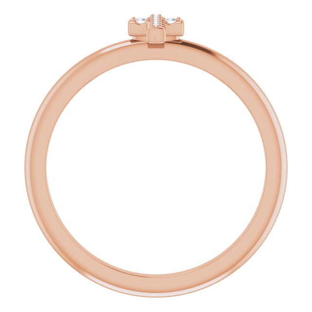 14K Yellow Or Rose Gold Or Sterling Silver Round 1 Mm Polished .03 Ctw Natural Diamond Stackable Cross Ring, Size 7