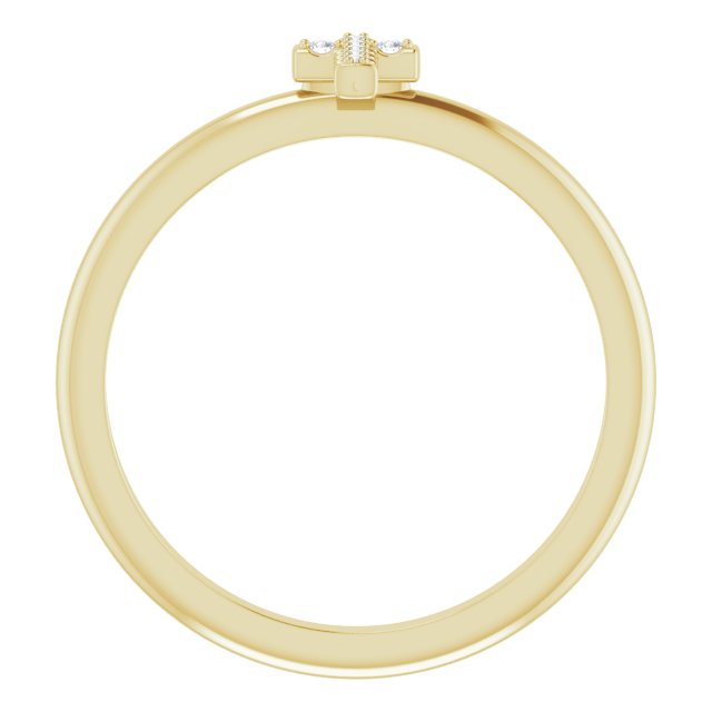 14K Yellow Or Rose Gold Or Sterling Silver Round 1 Mm Polished .03 Ctw Natural Diamond Stackable Cross Ring, Size 7
