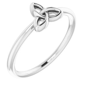 14K White Gold Polished Stackable Celtic-Inspired Trinity Ring Size 7