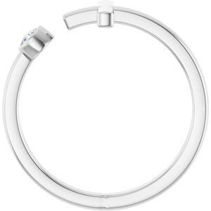 14K White Gold Round 2.5 Mm Polished .06 Ct Natural Diamond Negative Space Cross Ring Size 7