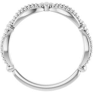 14K White Gold Polished Beaded Stackable Ring Size 7