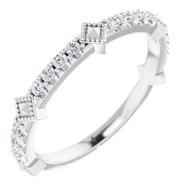 14K White Or Yellow Gold Round 1.5 Mm Polished 1/4 Ctw Natural Diamond Stackable Pyramid Ring, Size 7