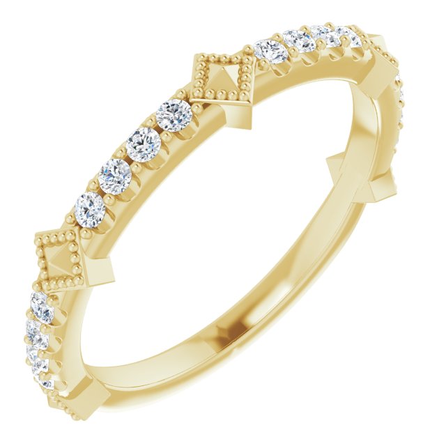 14K White Or Yellow Gold Round 1.5 Mm Polished 1/4 Ctw Natural Diamond Stackable Pyramid Ring, Size 7