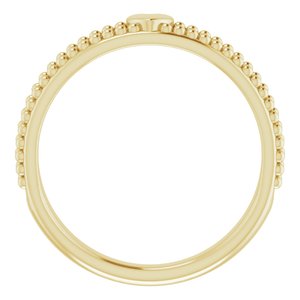 14K Yellow Gold Polished Stackable Milgrain Heart Ring Size 7