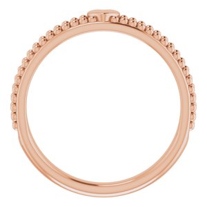 14K Rose Gold Polished Stackable Milgrain Heart Ring Size 7