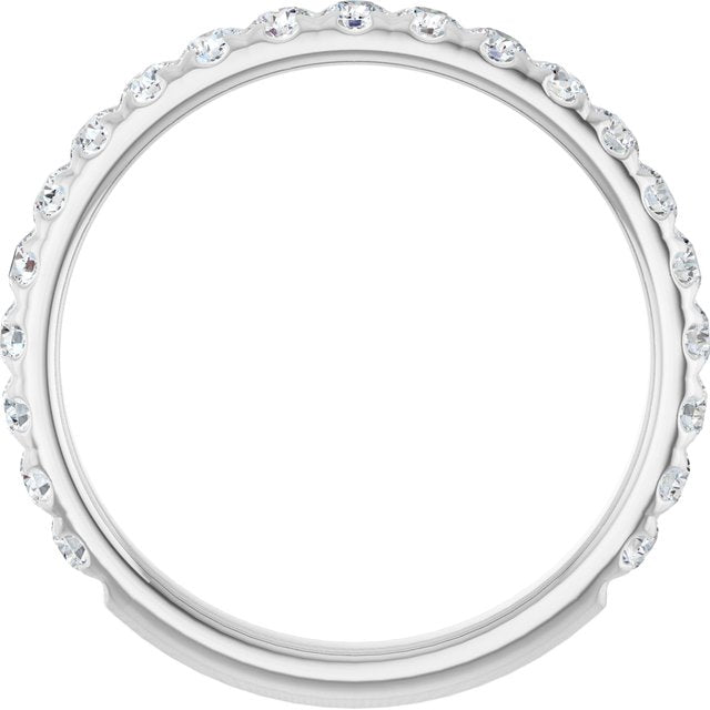 14K White Gold Round 2 Mm Polished 1/2 Ctw Natural Diamond French-Set Anniversary Band, Size 7