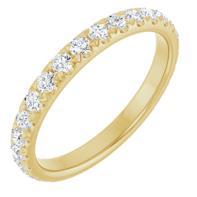 14K Yellow Or White Gold Round 2 Mm Polished 5/8 Ctw Lab-Grown Diamond French-Set Anniversary Band, Size 7