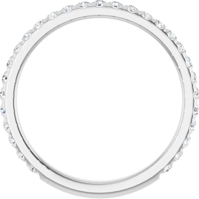 14K White Gold Round 1.5 Mm Polished 3/8 Ctw Natural Diamond French-Set Anniversary Band, Size 7