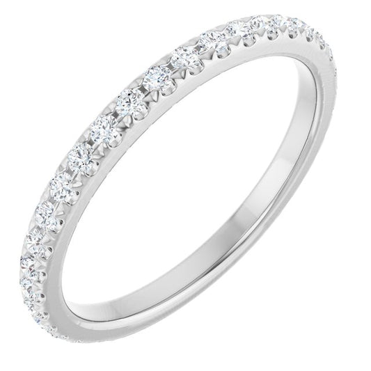 14K White Gold Round 1.5 Mm Polished 3/8 Ctw Natural Diamond French-Set Anniversary Band, Size 7