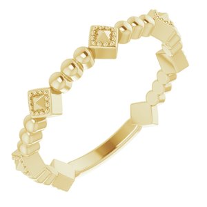 14K Yellow Gold Polished Stackable Pyramid Ring Size 7