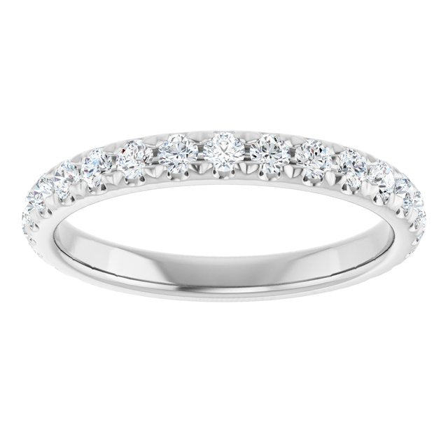 14K Yellow Or White Gold Round 2 Mm Polished 5/8 Ctw Lab-Grown Diamond French-Set Anniversary Band, Size 7
