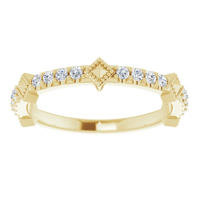 14K White Or Yellow Gold Round 1.5 Mm Polished 1/4 Ctw Natural Diamond Stackable Pyramid Ring, Size 7