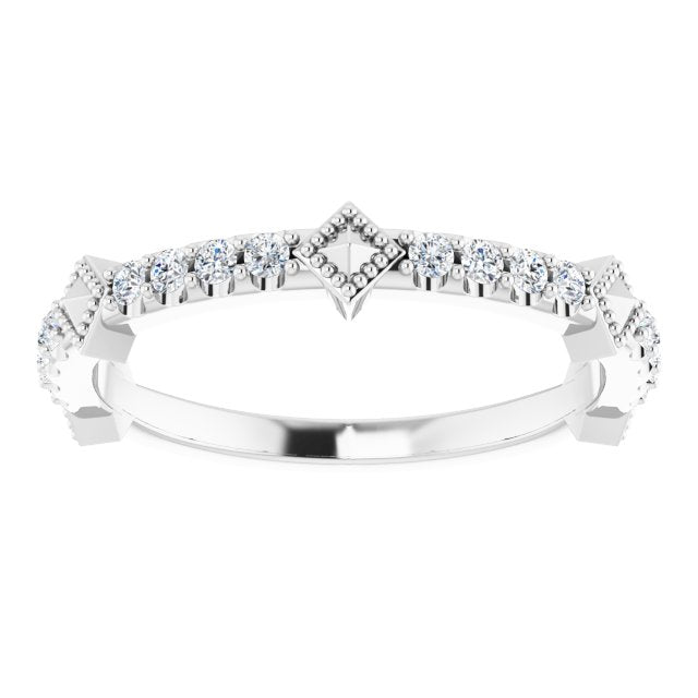 14K White Or Yellow Gold Round 1.5 Mm Polished 1/4 Ctw Natural Diamond Stackable Pyramid Ring, Size 7