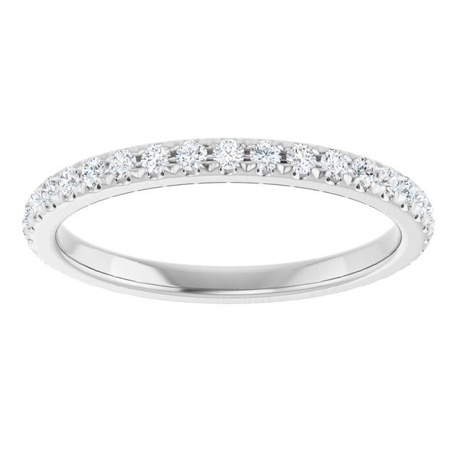 14K White Gold Round 1.5 Mm Polished 3/8 Ctw Natural Diamond French-Set Anniversary Band, Size 7
