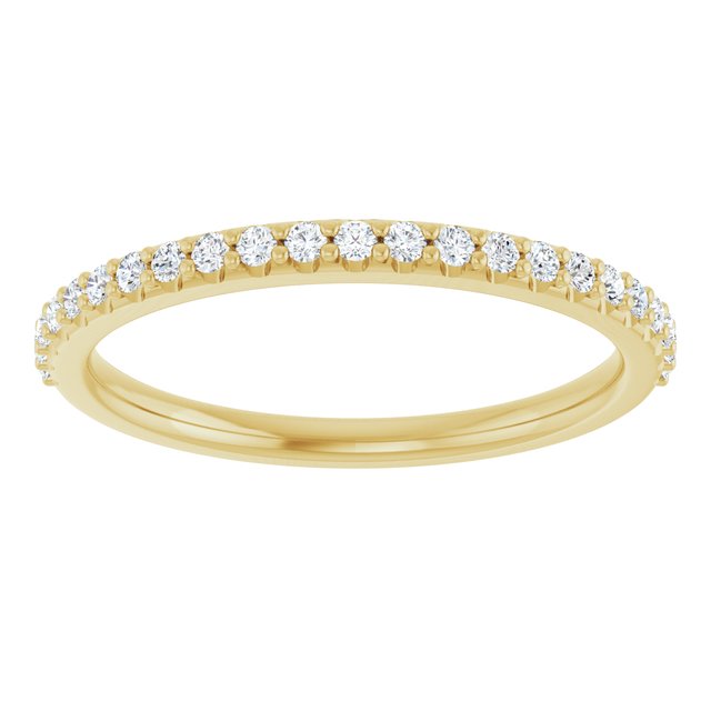 14K Yellow Gold Gold Emerald 7 X 5 Mm Si2-Si3, G-H Polished 1/5 Ctw Natural Diamond Band, Size 7