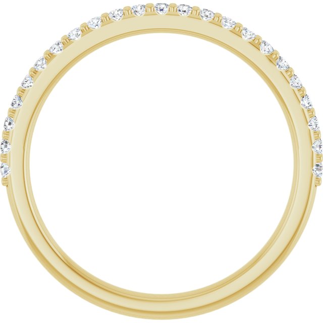 14K Yellow Gold Gold Emerald 7 X 5 Mm Si2-Si3, G-H Polished 1/5 Ctw Natural Diamond Band, Size 7