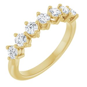 14K Yellow Gold Round 3 Mm 3/4 Ctw Natural Diamond Anniversary Band Size 7