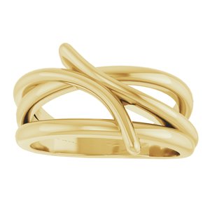 14K Yellow Gold Polished Bypass Freeform Ring Size 7