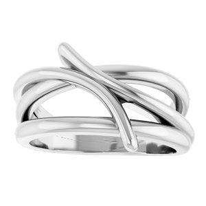 14K White Gold Polished Bypass Freeform Ring Size 7