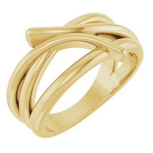 14K Yellow Gold Polished Bypass Freeform Ring Size 7