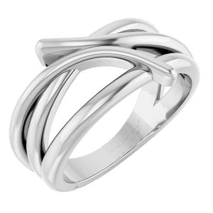 Sterling Silver Polished Bypass Freeform Ring Size 7