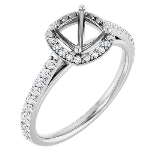 14K Yellow Or White Gold Polished 1/4 Ctw Lab-Grown Diamond Semi-Set Engagement Ring, Size 7