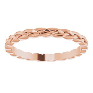 14K Yellow Or White Or Rose Gold Or Sterling Silver Or Platinum 2 mm Woven-Design Band