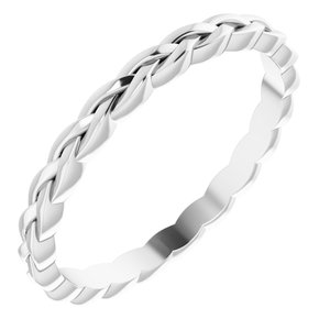 14K Yellow Or White Or Rose Gold Or Sterling Silver Or Platinum 2 mm Woven-Design Band