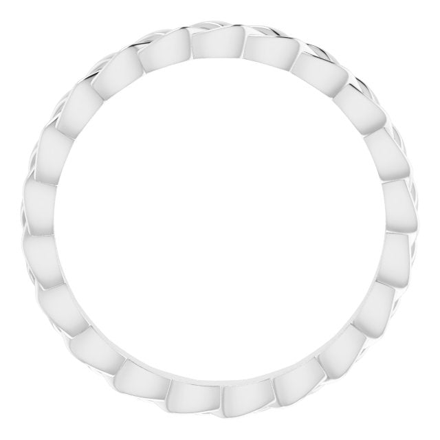 14K White Gold 2 Mm Polished Woven Standard-Fit Band, Size 5