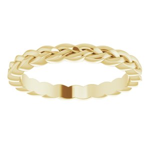 14K Yellow Or White Or Rose Gold Or Sterling Silver Or Platinum 2 mm Woven-Design Band