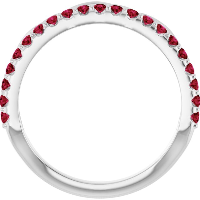 Platinum Round 1.5 Mm Polished Natural Ruby Infinity-Inspired Stackable Ring, Size 7