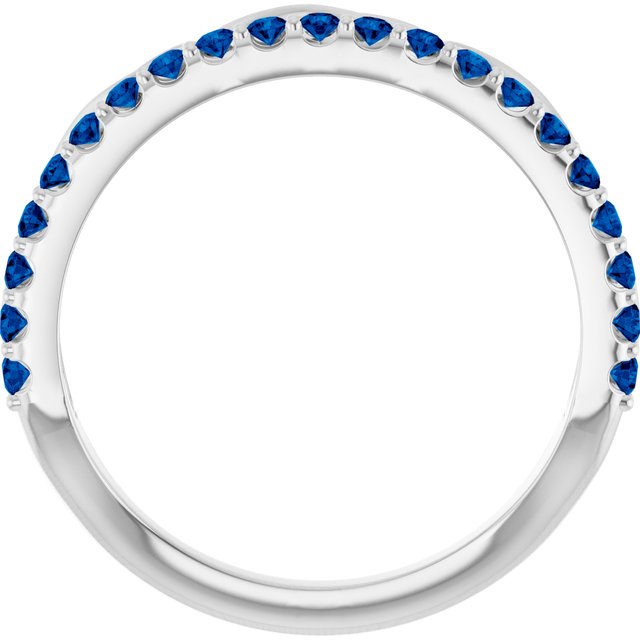 14K White Gold Round 1.5 Mm Polished Natural Blue Sapphire Infinity-Inspired Stackable Ring, Size 7