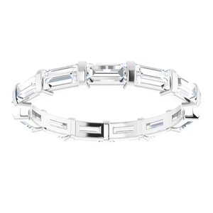14K White Gold Straight Baguette 4 X 2 Mm Ghi Si2-Si3 1 1/6 Ctw Natural Diamond Eternity Band Size 6