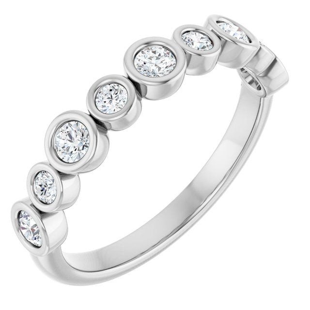 14K White Gold Round 2.5 Mm Polished 3/8 Ctw Lab-Grown Diamond Anniversary Band, Size 7