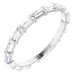14K White Gold Straight Baguette 3 X 1.5 Mm Ghi Si2-Si3 5/8 Ctw Natural Diamond Eternity Band Size 6