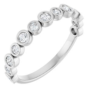14K White Gold Round 2 Mm Natural Standard Diamond Polished 1/3 Ctw Natural Diamond Anniversary Band Size 7