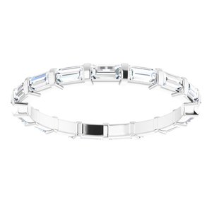 14K White Gold Straight Baguette 3 X 1.5 Mm Ghi Si2-Si3 5/8 Ctw Natural Diamond Eternity Band Size 6
