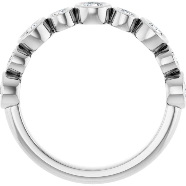 14K White Gold Round 3 Mm Polished 3/4 Ctw Natural Diamond Anniversary Band, Size 7