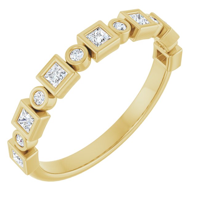 14K Yellow Gold Square 1.75 X 1.75 Mm Polished 1/3 Ctw Natural Diamond Anniversary Band, Size 7