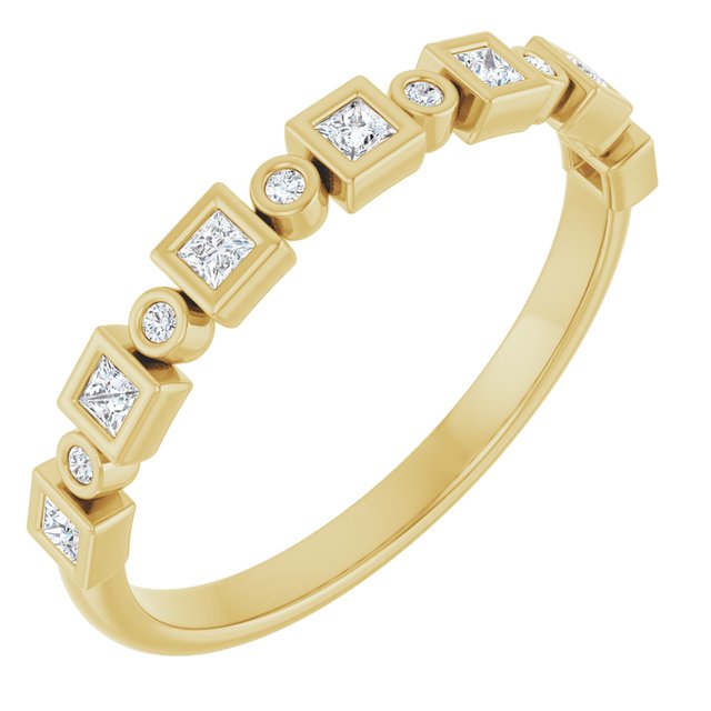14K Yellow Gold Square 1.5 X 1.5 Mm Polished 1/5 Ctw Natural Diamond Anniversary Band, Size 7