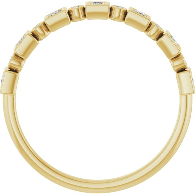 14K Yellow Gold Square 1.5 X 1.5 Mm Polished 1/5 Ctw Natural Diamond Anniversary Band, Size 7