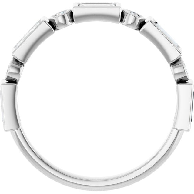 14K White Gold Straight Baguette 4 X 2 Mm Polished 3/4 Ctw Natural Diamond Anniversary Band, Size 7